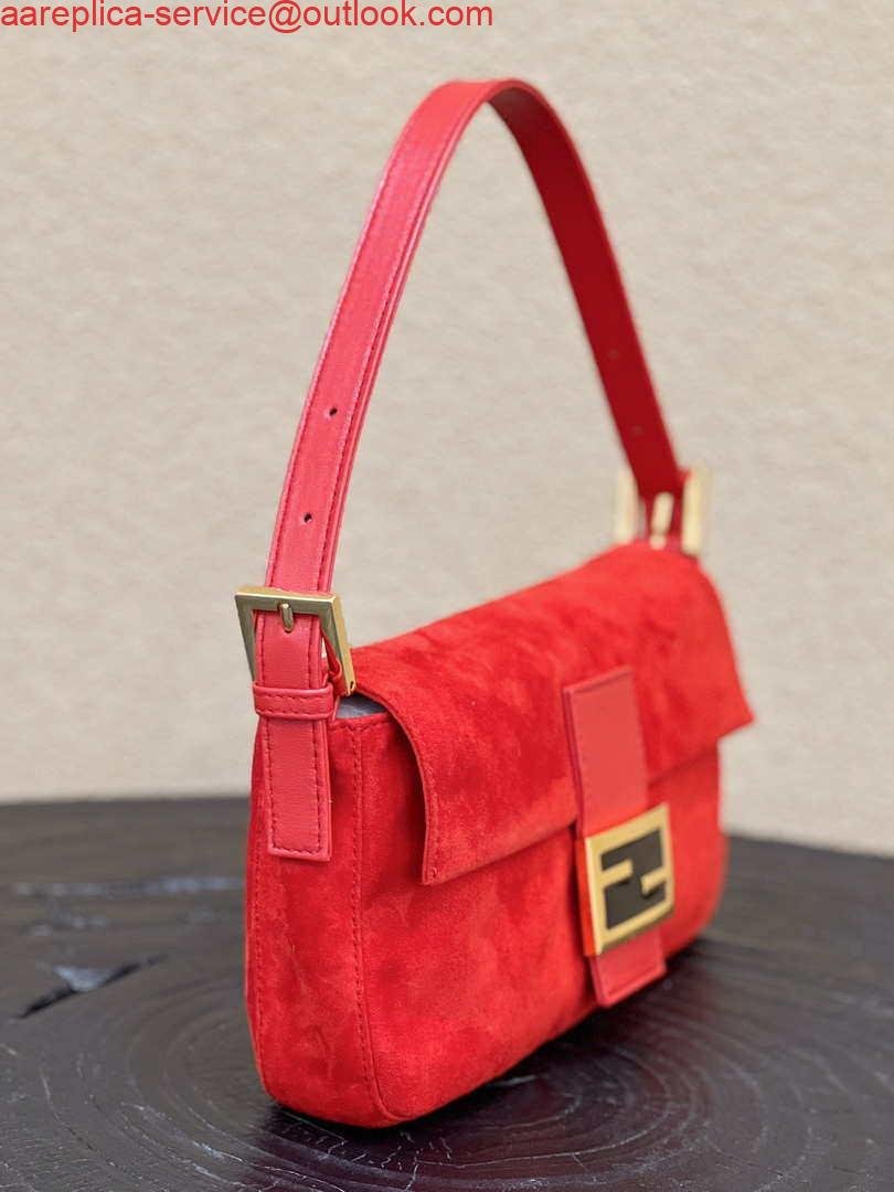 Fendi 8339 Baguette Middle Age Solid Color Series Underarm Bag Red