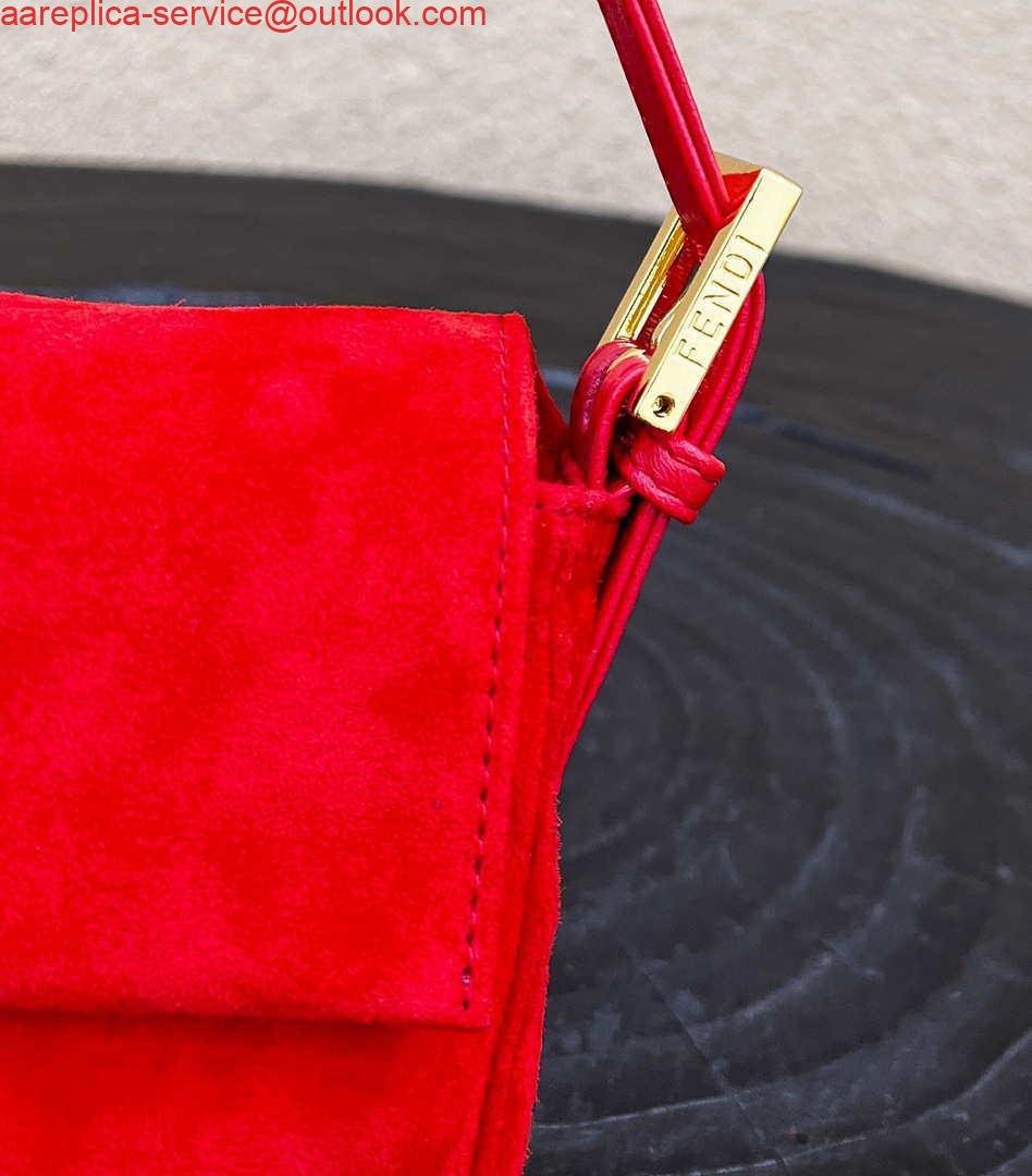 Fendi 8339 Baguette Middle Age Solid Color Series Underarm Bag Red