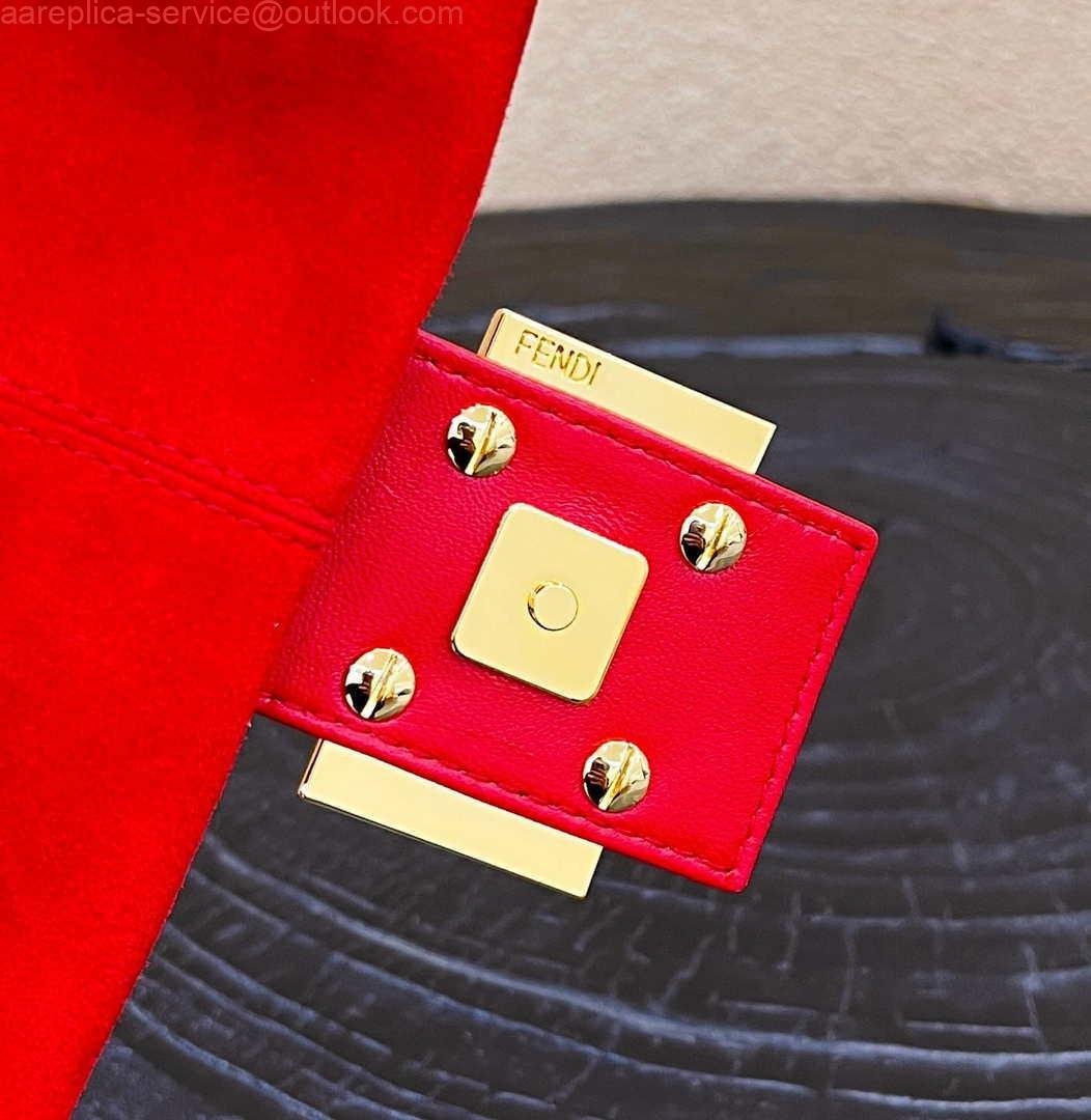 Fendi 8339 Baguette Middle Age Solid Color Series Underarm Bag Red