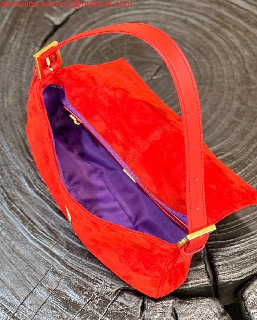 Fendi 8339 Baguette Middle Age Solid Color Series Underarm Bag Red