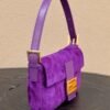 Fendi 8339 Baguette Middle Age Solid Color Series Underarm Bag Purple