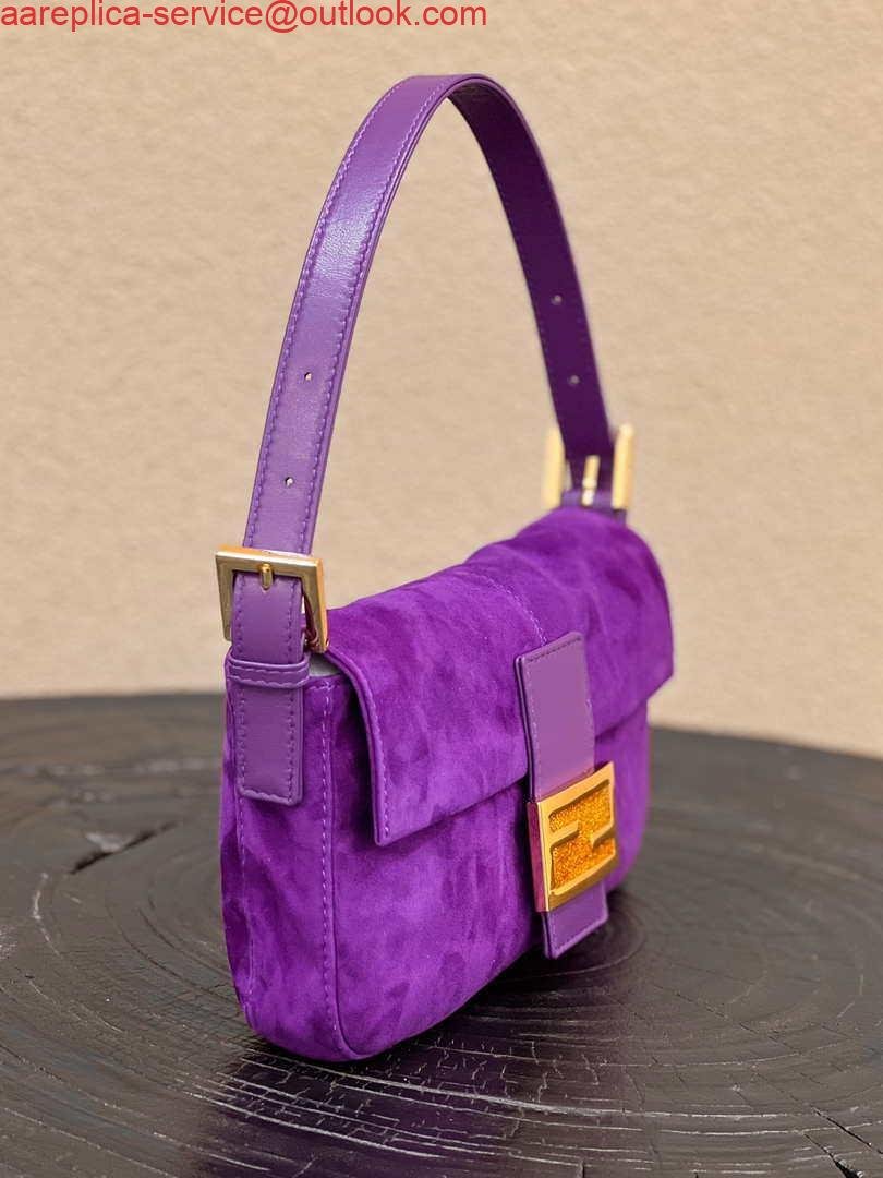 Fendi 8339 Baguette Middle Age Solid Color Series Underarm Bag Purple
