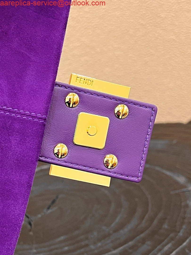 Fendi 8339 Baguette Middle Age Solid Color Series Underarm Bag Purple