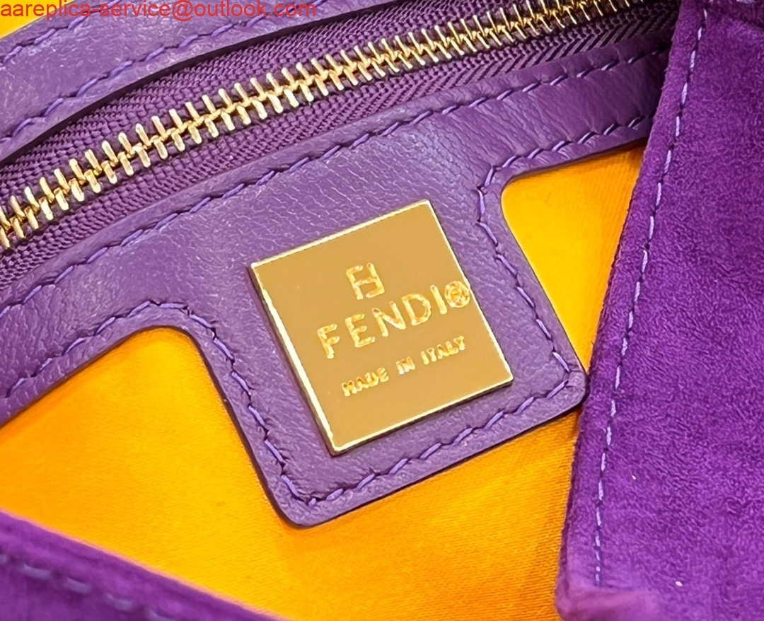 Fendi 8339 Baguette Middle Age Solid Color Series Underarm Bag Purple