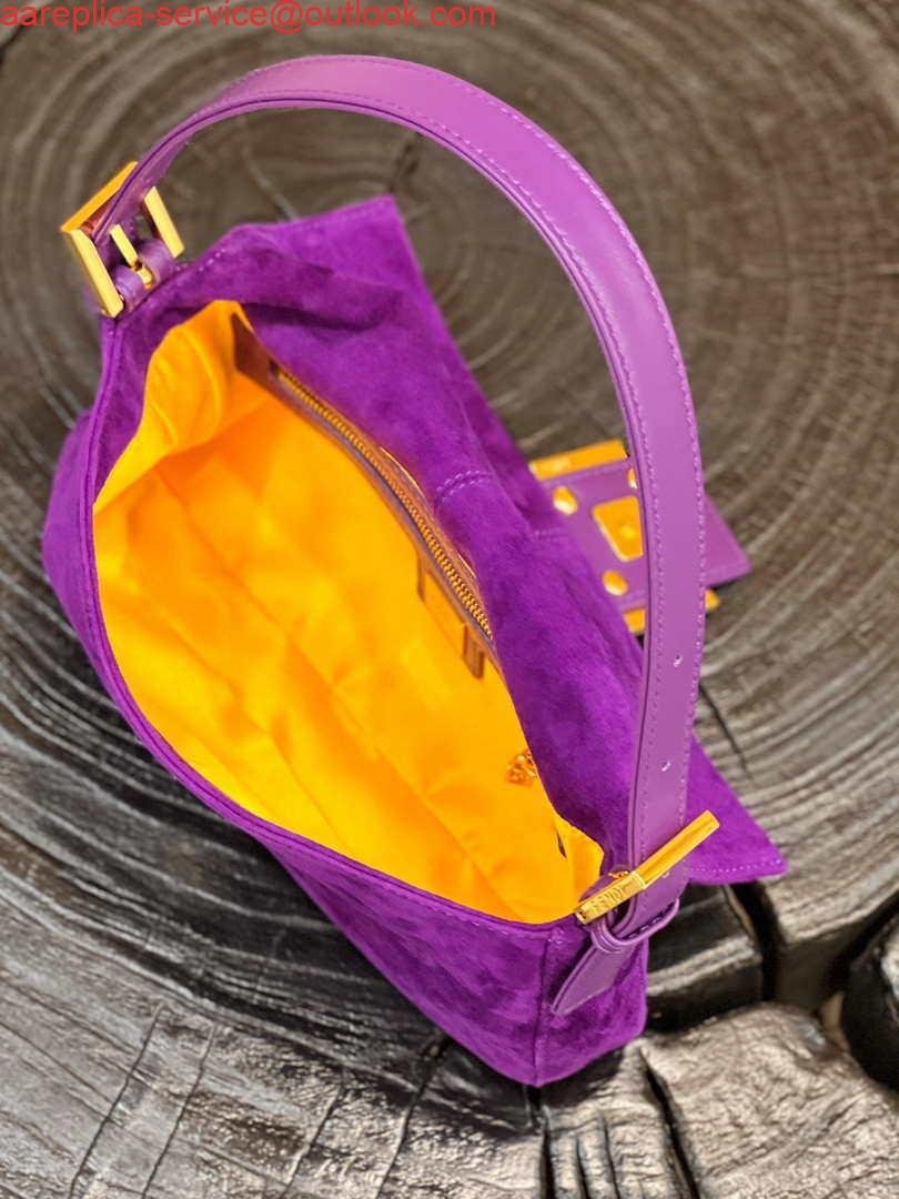 Fendi 8339 Baguette Middle Age Solid Color Series Underarm Bag Purple