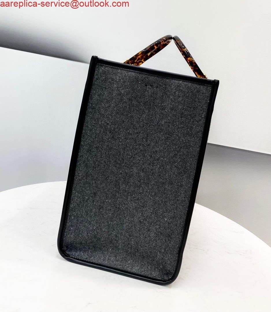 Fendi 8BH372 Sunshine Large Gray Flannel Shopper Bag 8266c
