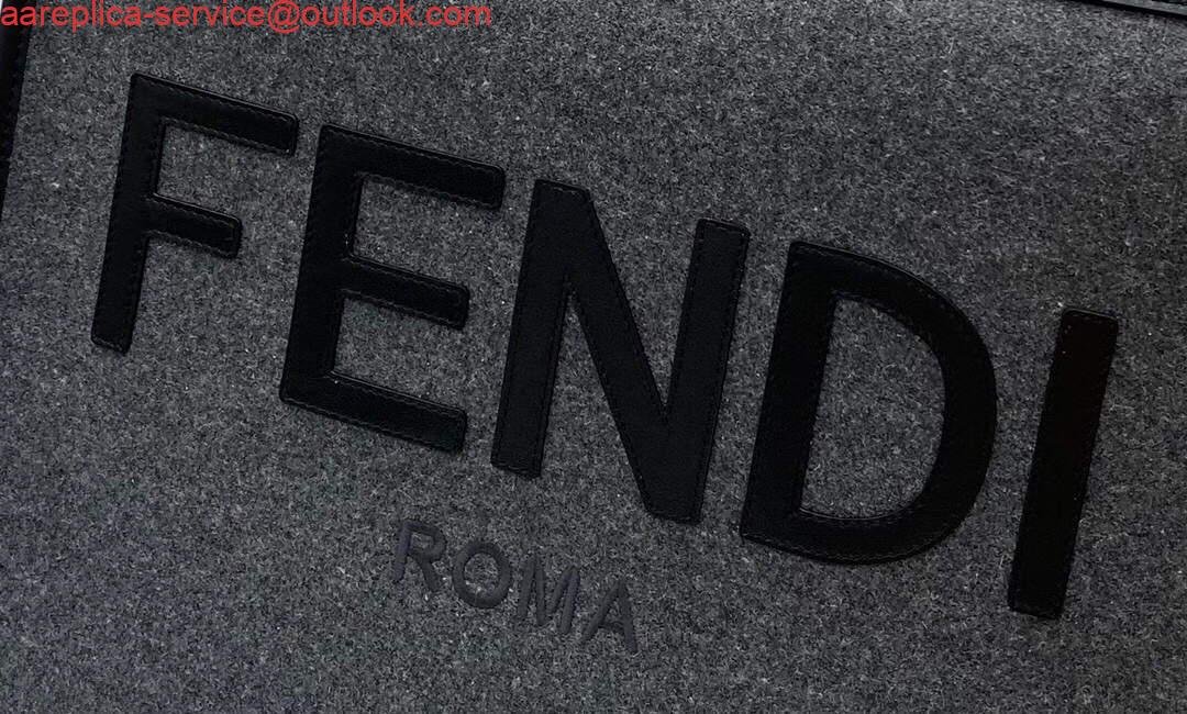 Fendi 8BH372 Sunshine Large Gray Flannel Shopper Bag 8266c