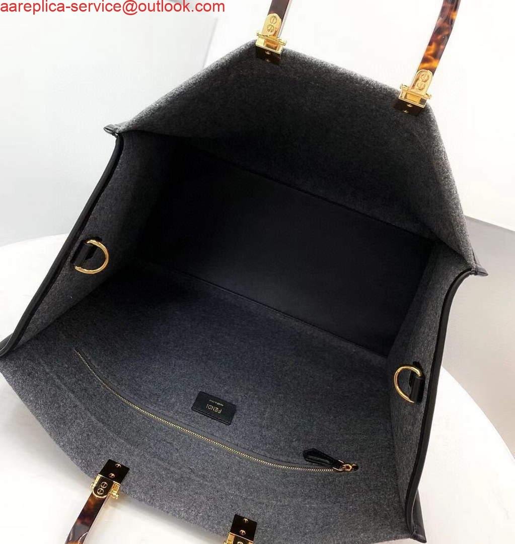 Fendi 8BH372 Sunshine Large Gray Flannel Shopper Bag 8266c