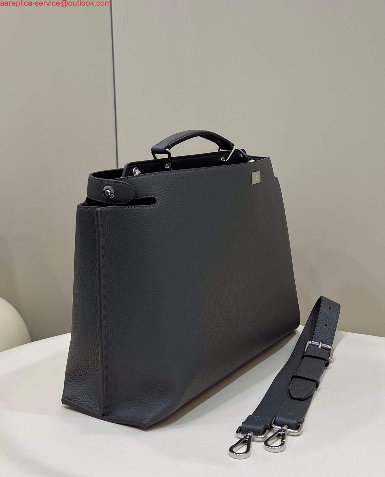 Fendi 7VA529 Peekaboo ISeeU Medium Gray Leather Bag