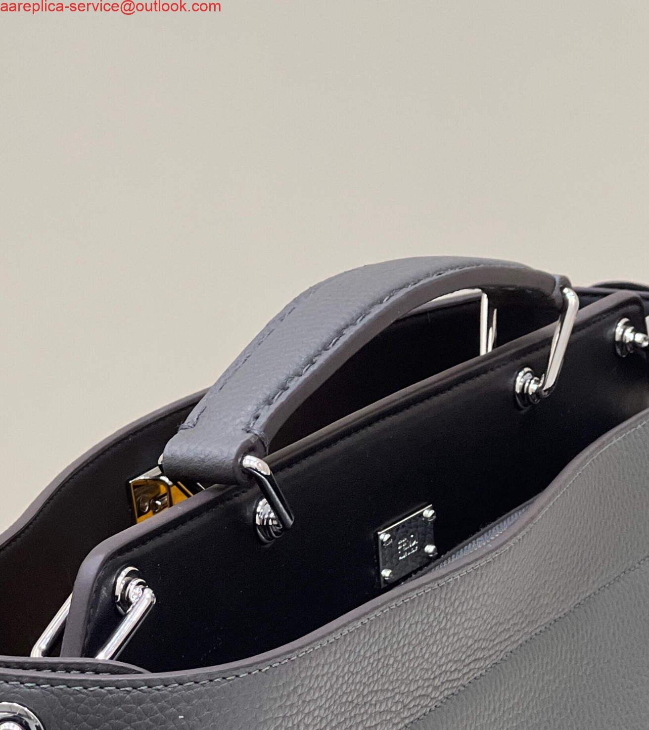 Fendi 7VA529 Peekaboo ISeeU Medium Gray Leather Bag