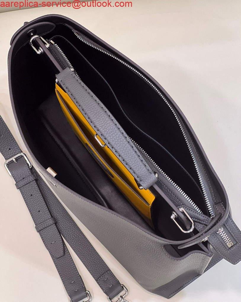 Fendi 7VA529 Peekaboo ISeeU Medium Gray Leather Bag