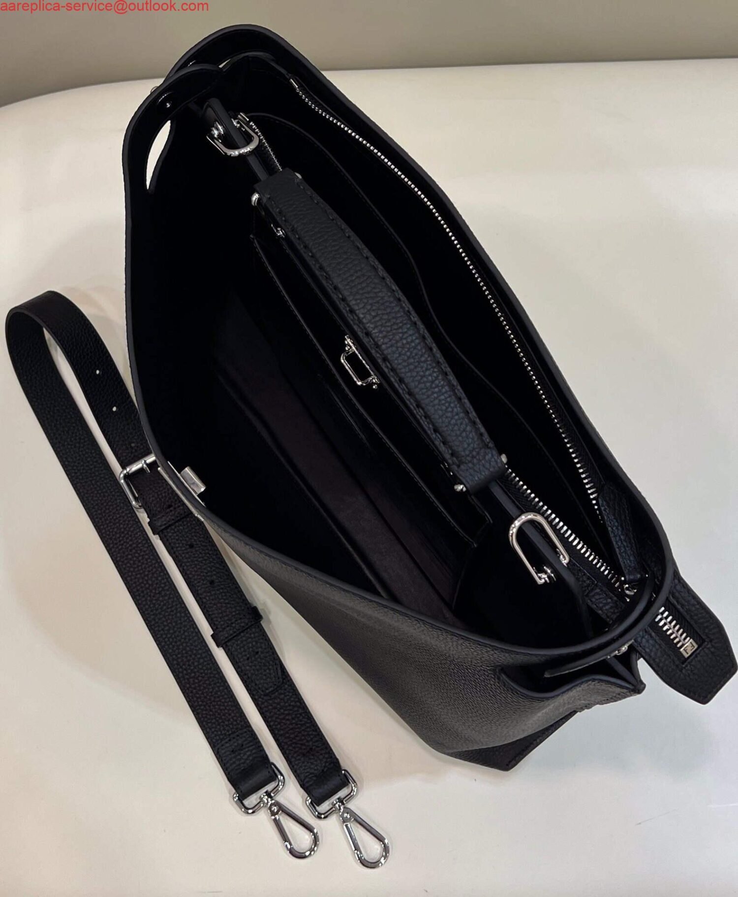 Fendi 7VA529 Peekaboo ISeeU Medium Black Leather Bag