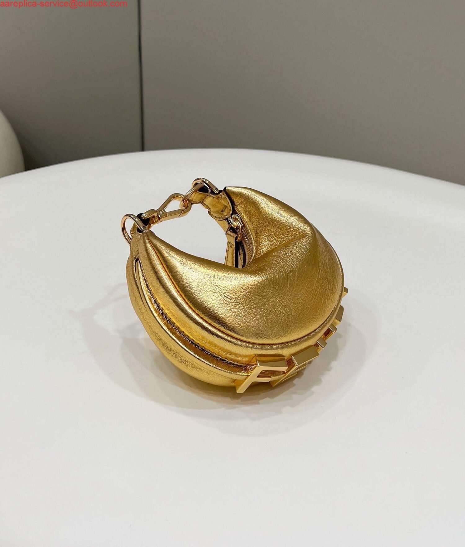 Fendi 7AS089 Nano Fendigraphy Gold leather Charm 80056S