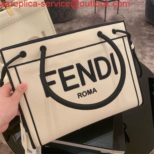 FENDI 8BH378 Medium ROMA Tote Undyed canvas Tote bag