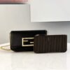 Fendi 8521 Baguette Chain Midi Shoulder Bag Black