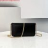 Fendi 8521 Baguette Chain Midi Shoulder Bag Black