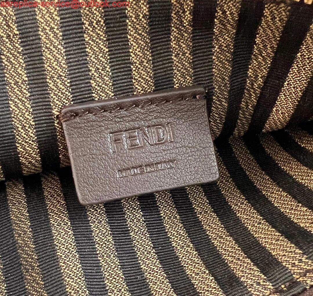 Fendi 8521 Baguette Chain Midi Shoulder Bag Black