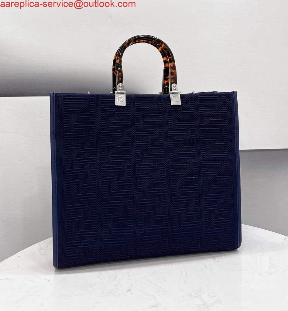 Fendi 8BH386 Sunshine Medium Fendi Tote Bag 8258 Navy blue