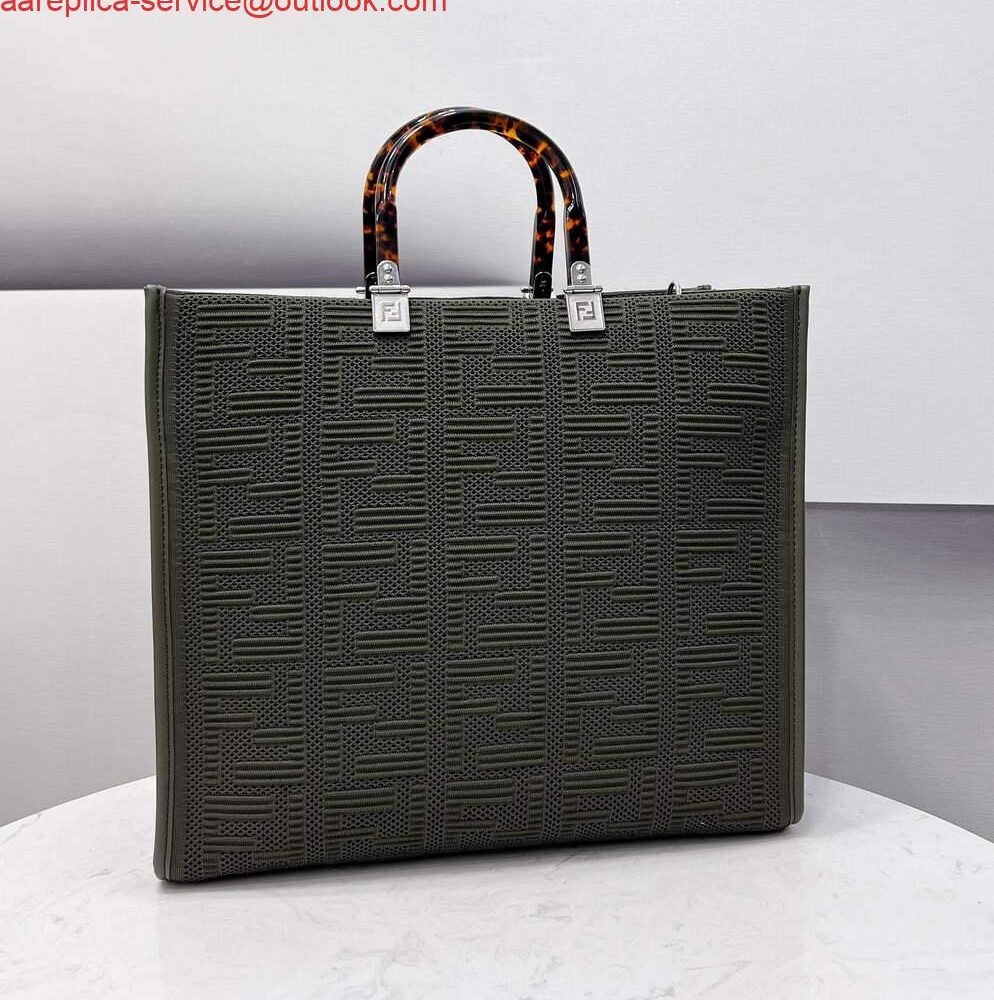 Replica Fendi 8BH386 Sunshine Medium Fendi Tote Bag 8258 Green