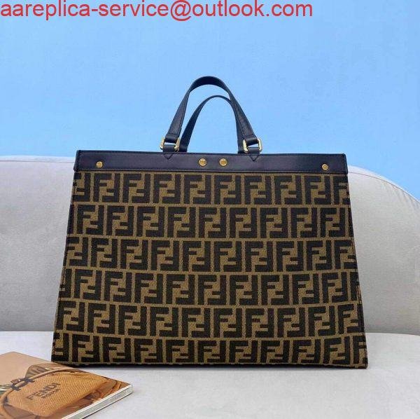 Fendi 8BH374 Peekaboo X Tote Green Canvas Bag