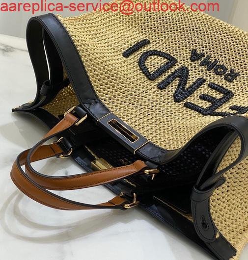 Fendi 8BH374 FENDI PEEKABOO X-TOTE Natural Raffia Bag