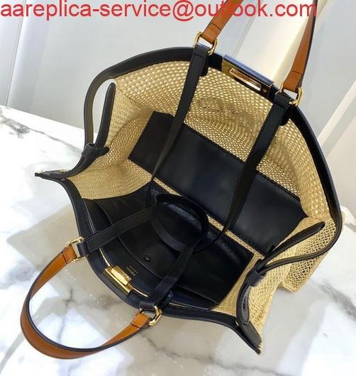 Fendi 8BH374 FENDI PEEKABOO X-TOTE Natural Raffia Bag