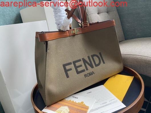 Fendi 8BH374 FENDI PEEKABOO X-TOTE Light Green Canvas Bag