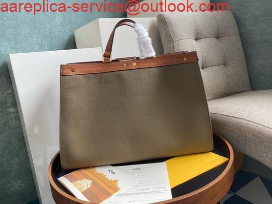 Fendi 8BH374 FENDI PEEKABOO X-TOTE Light Green Canvas Bag