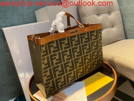Fendi 8BH374 FENDI PEEKABOO X-TOTE Green Canvas Bag Brown