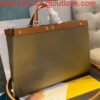 Fendi 8BH374 FENDI PEEKABOO X-TOTE Green Canvas Bag Brown