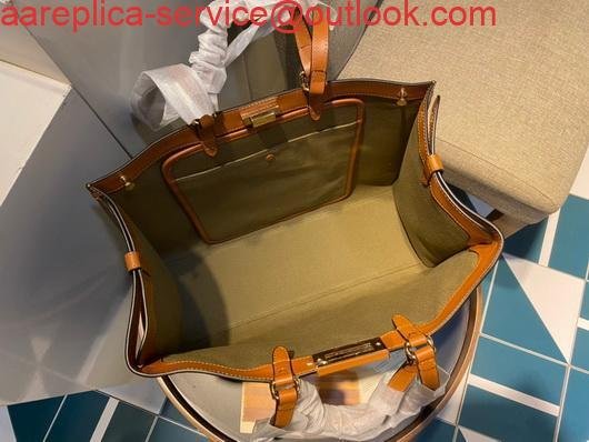 Fendi 8BH374 FENDI PEEKABOO X-TOTE Green Canvas Bag Brown