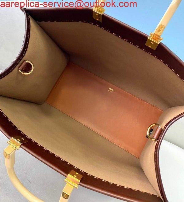 Fendi 8BH372 Sunshine Large Natural Coloured Leather Shopper Bag 80009L Dark brown