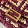 Replica Fendi 7AR844 Nano Baguette Charm Wine Red Raffia Charm