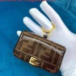 Replica Fendi 7AR844 Nano Baguette Charm Brown Nappa Leather