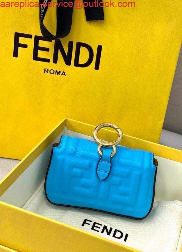 Fendi 7AR844 Nano Baguette Charm Blue Nappa Leather
