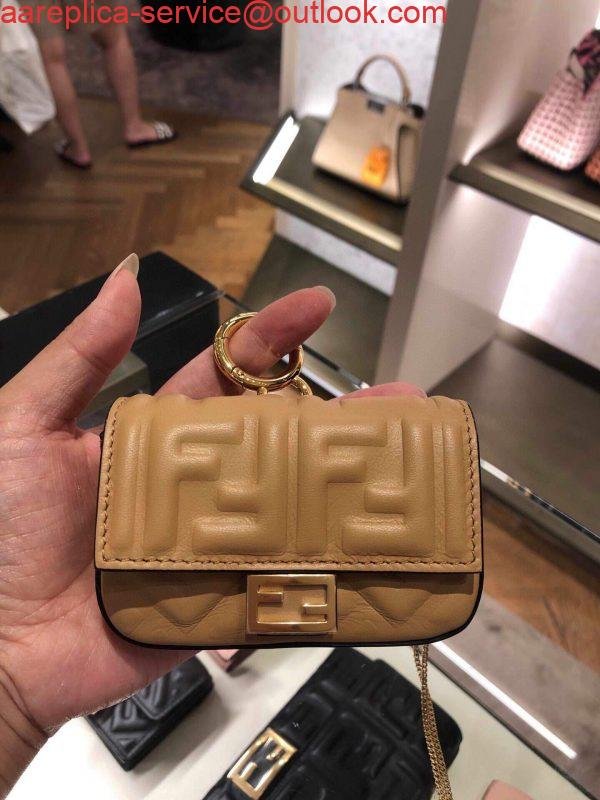 Replica Fendi 7AR844 Nano Baguette Charm Apricot Nappa Leather