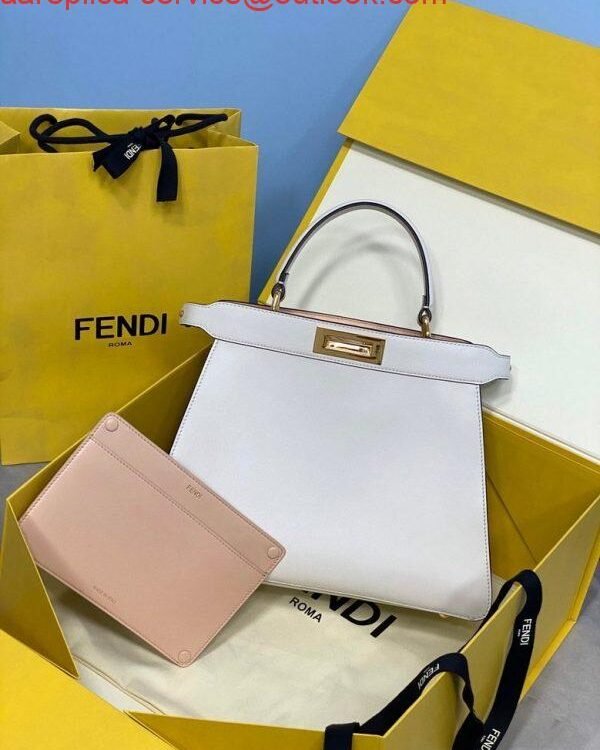 Replica Fendi 70193 Peekaboo ISEEU MEDIUM White Leather Bag