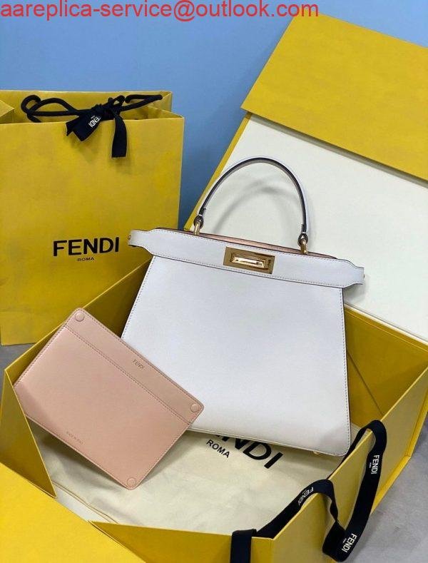 Fendi 70193 Peekaboo ISEEU MEDIUM White Leather Bag