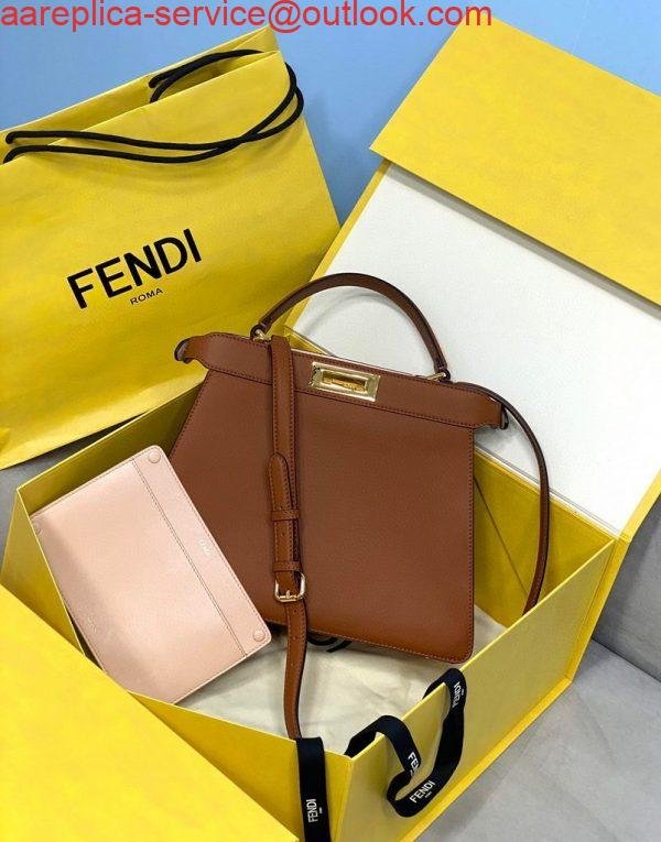 Fendi 70193 Peekaboo ISEEU MEDIUM Brown Leather Bag