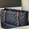 Replica Chanel Grand Shopping Top Quality Black Tote Quilted Caviar High A50995