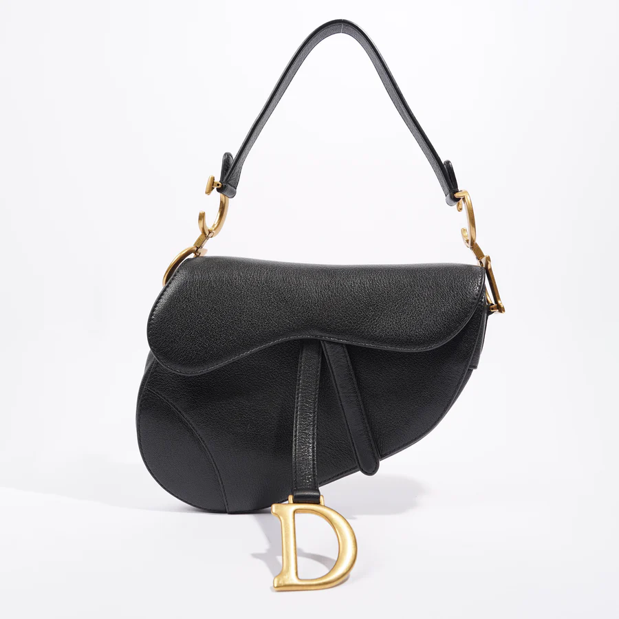 Replica Dior M0446 Dior Saddle Bag M0447 Black Goatskin