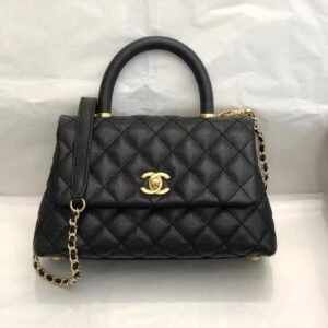 Chanel Grand Shopping Top Quality Black Tote Quilted Caviar High A50995