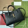 Gucci 727810 Jackie 1961 small natural grain tote in black leather