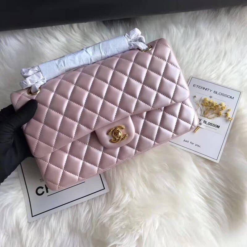 Chanel Luxury 1112 Pink Gold Medium Size 2.55 Lambskin Leather Best Flap Bag