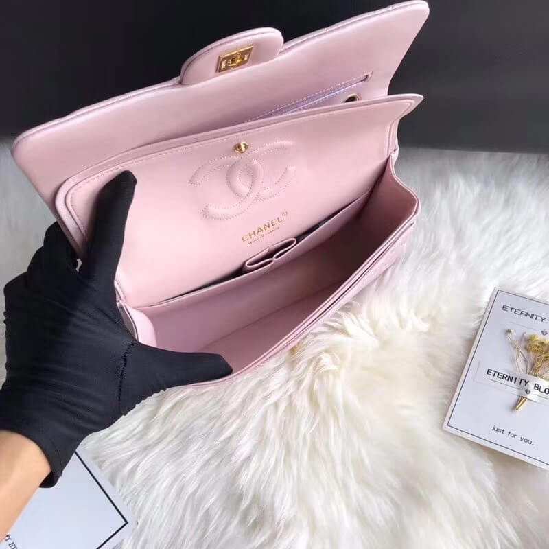 Chanel Luxury 1112 Pink Gold Medium Size 2.55 Lambskin Leather Best Flap Bag