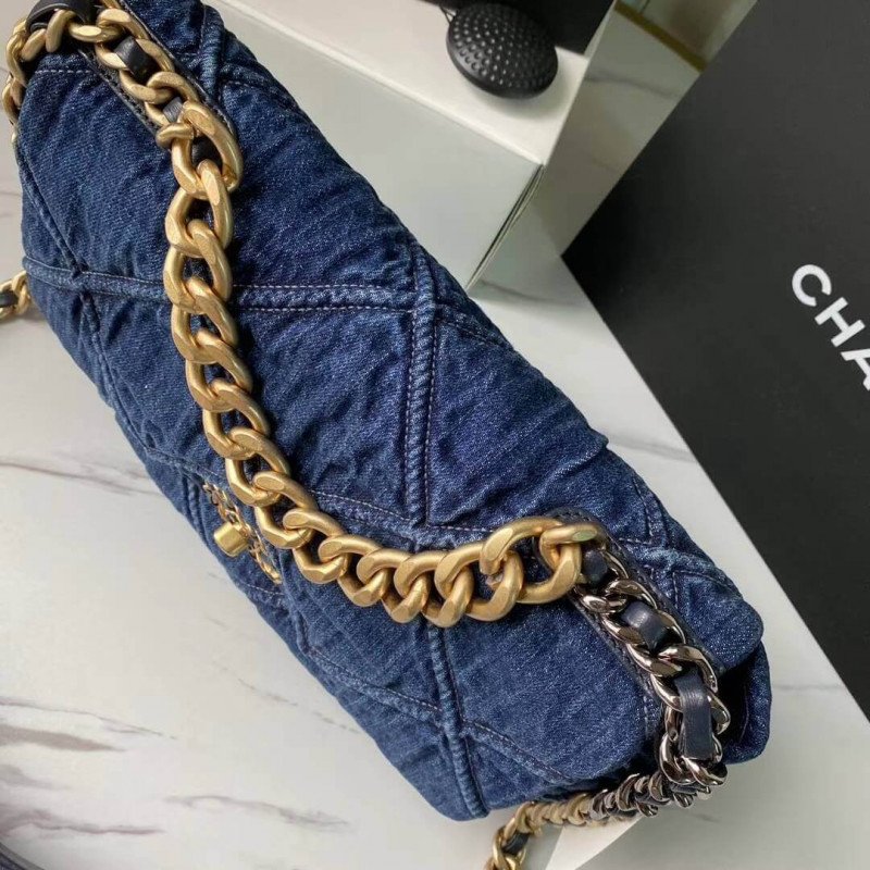 Top Quality Replica Chanel 19 Large High Flap Bag As1161 Denim