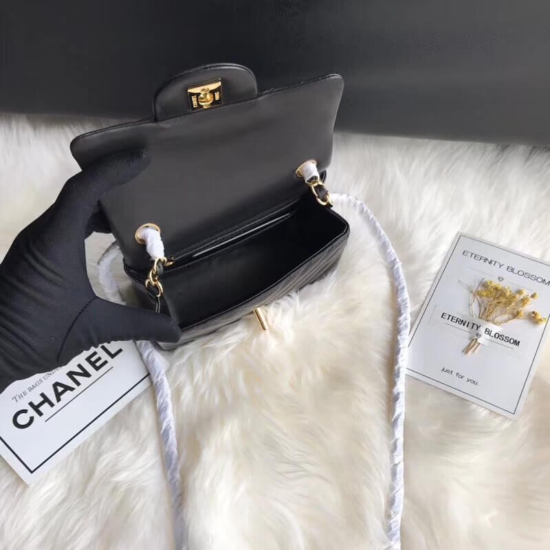 Chanel Chevron Lambskin 17Cm AAA+ Classic Flap Bag 1115