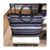 Chanel Deauville Black High Quality Grey Striped Tweed Canvas Tote A66941