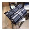 Chanel Deauville Black High Quality Grey Striped Tweed Canvas Tote A66941