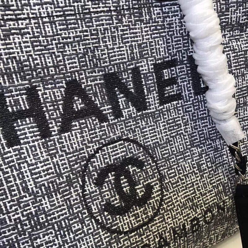 Replica Chanel Deauville Chain Shoulder Tote High 33Cm Canvas Top Bag A66939